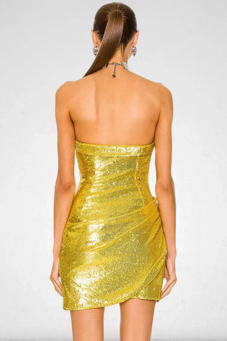 Golden Shining Sequins Mini Party Dress