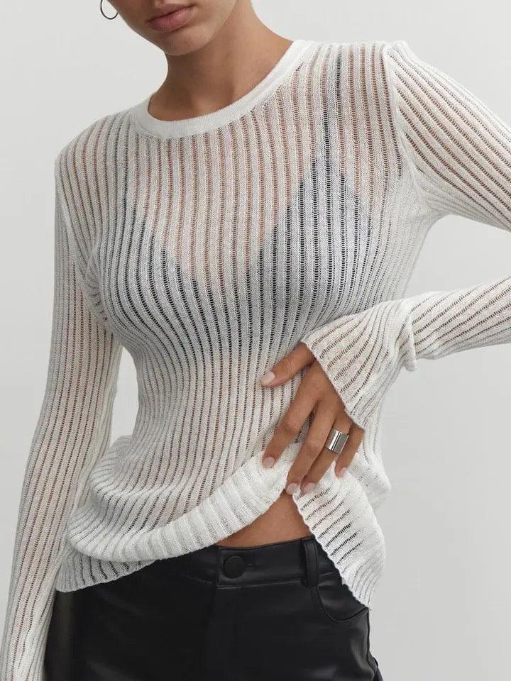 Marina® | Elegant Striped Sheer Top