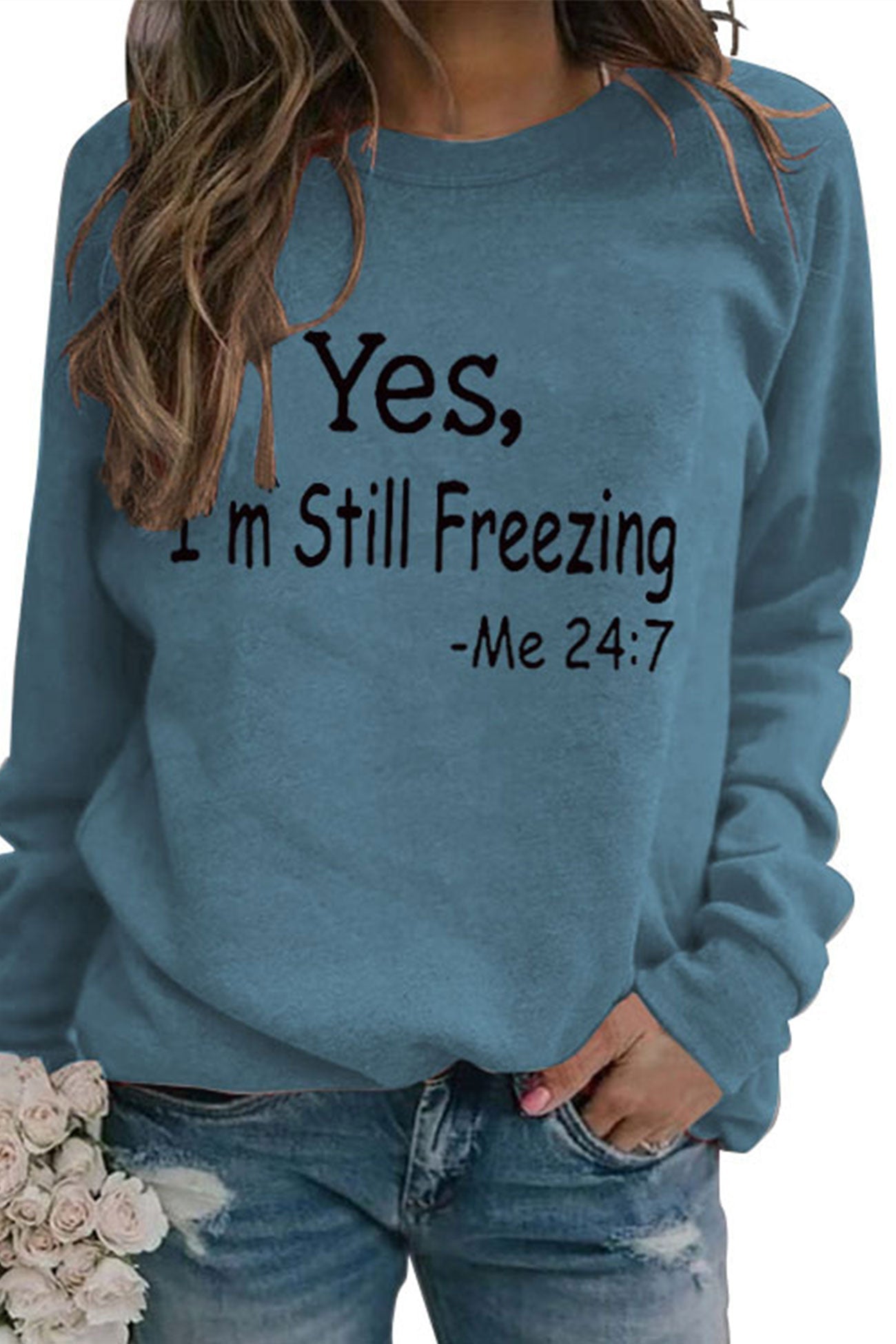 Andrea | I'm Still Freezing printed sweatshirt.