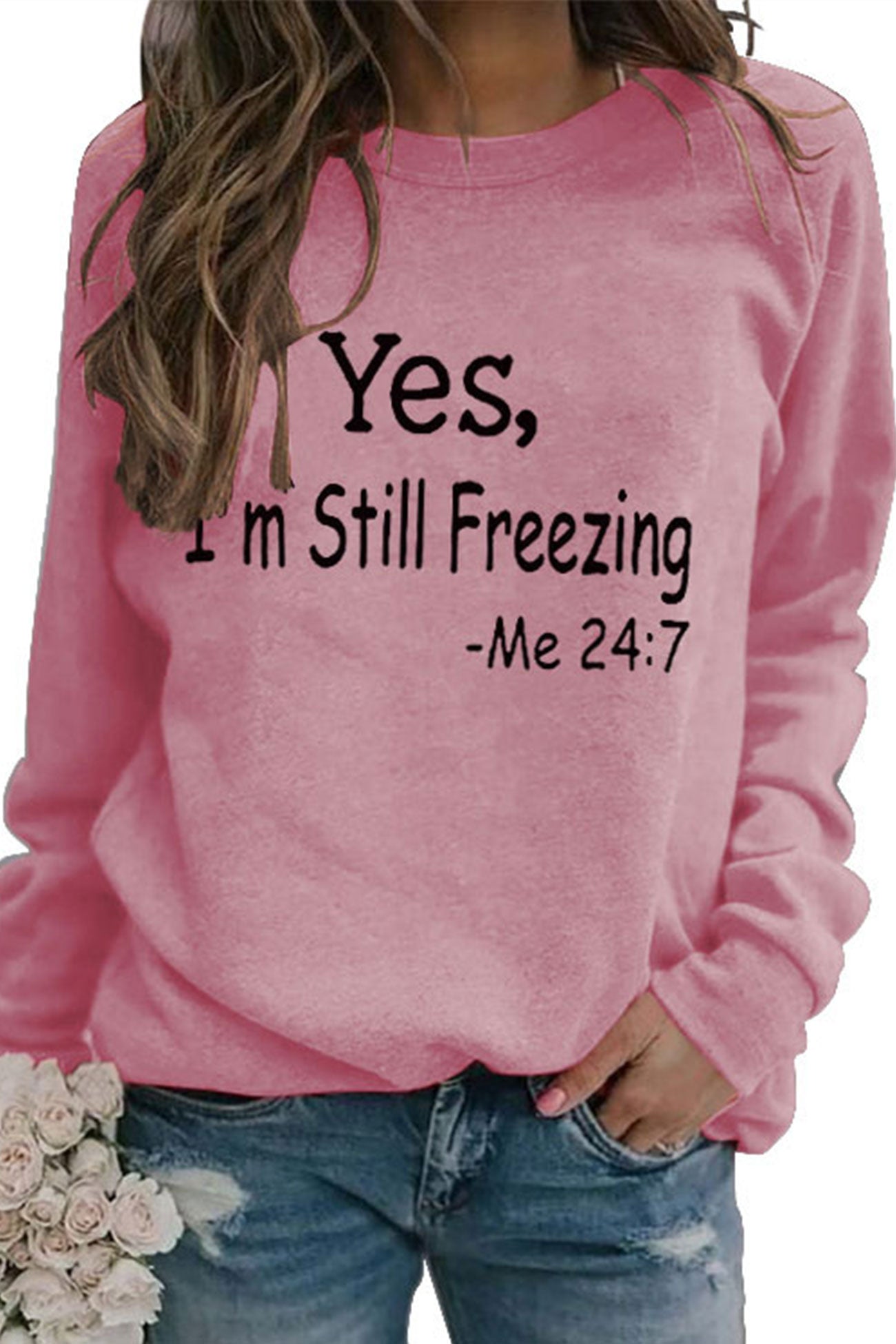 Andrea | I'm Still Freezing printed sweatshirt.