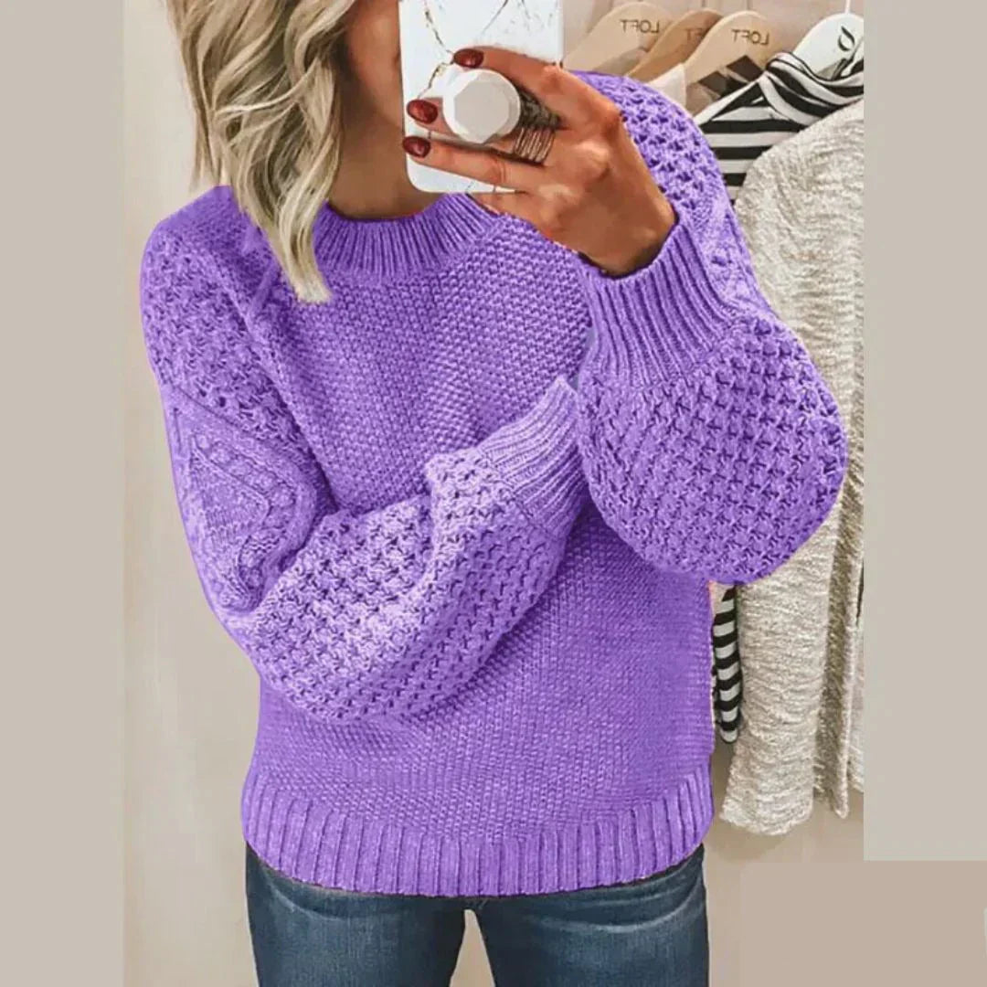 Deborah | Structured classic sweater with puff sleeves