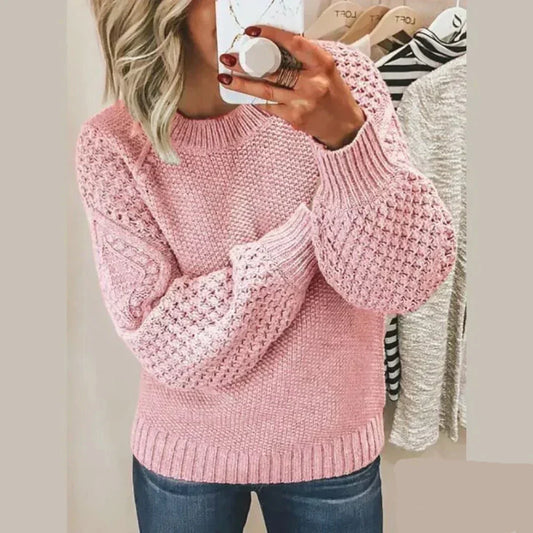 Deborah | Structured classic sweater with puff sleeves