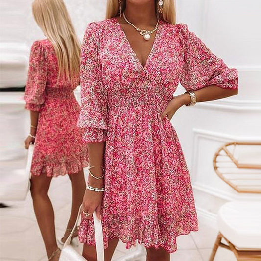 Laura® | Floral Summer Dress With Puff Sleeves