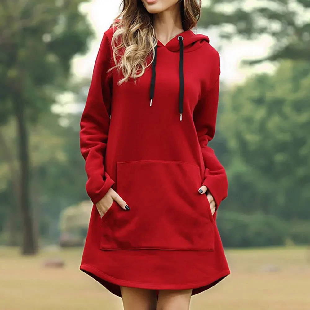 Agustina | Long women's sweatshirt with hood and large front pocket