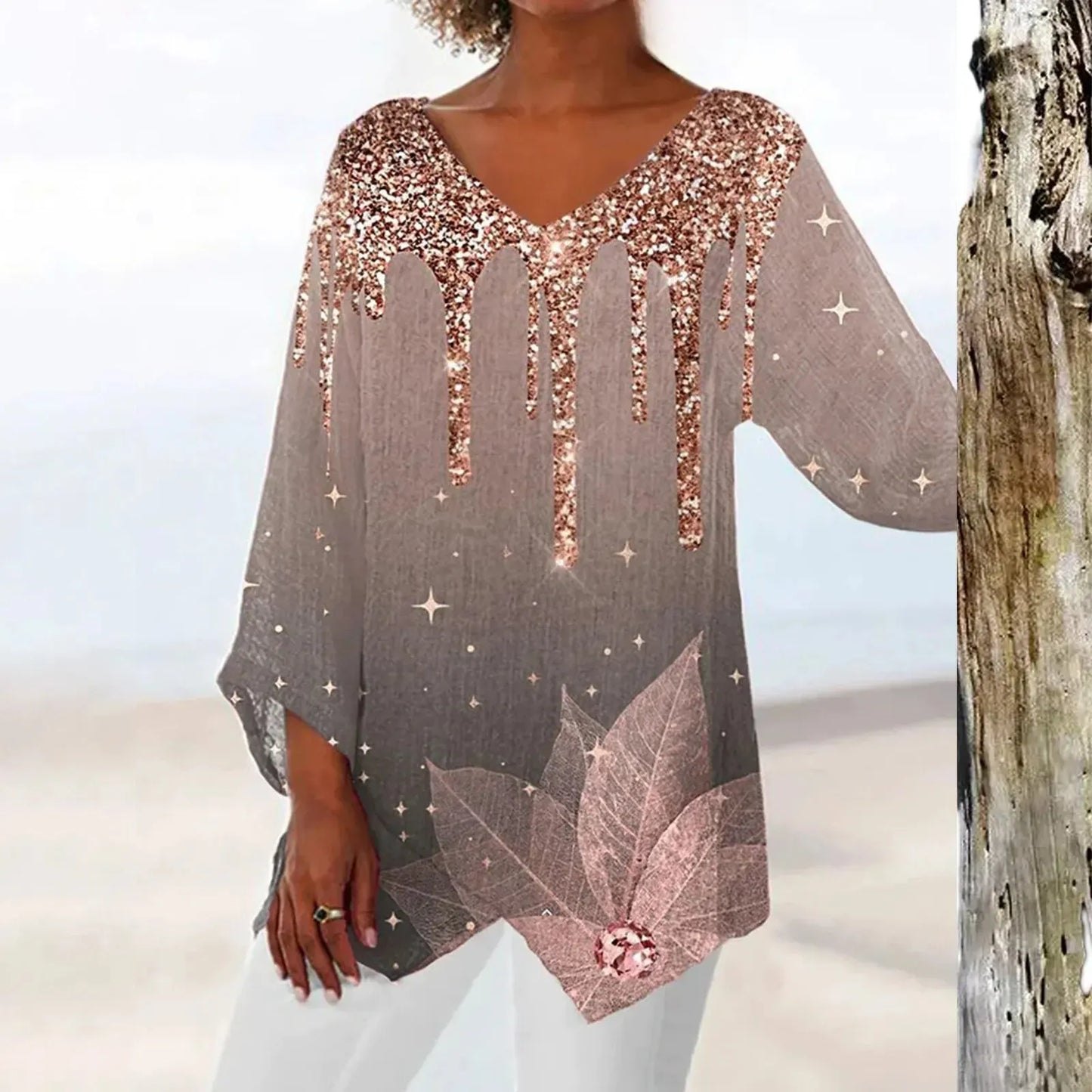 Azul® | Vintage V-neck women's blouse