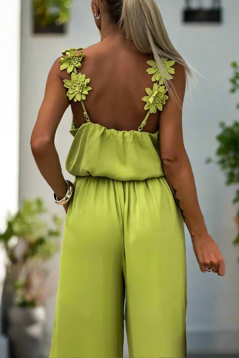 Olga® | Summer Vintage Sleeveless Wide Leg Women Jumpsuit