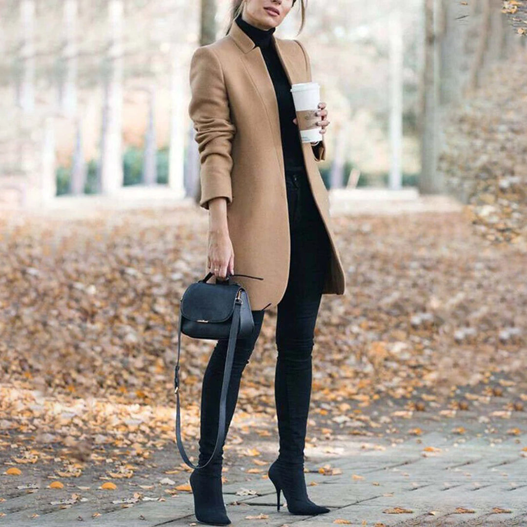 Leanne | Women's Long Collarless Coat