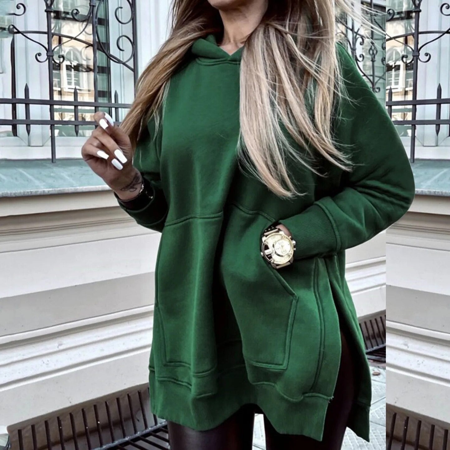 Erika® | Loose hooded sweatshirt with opening