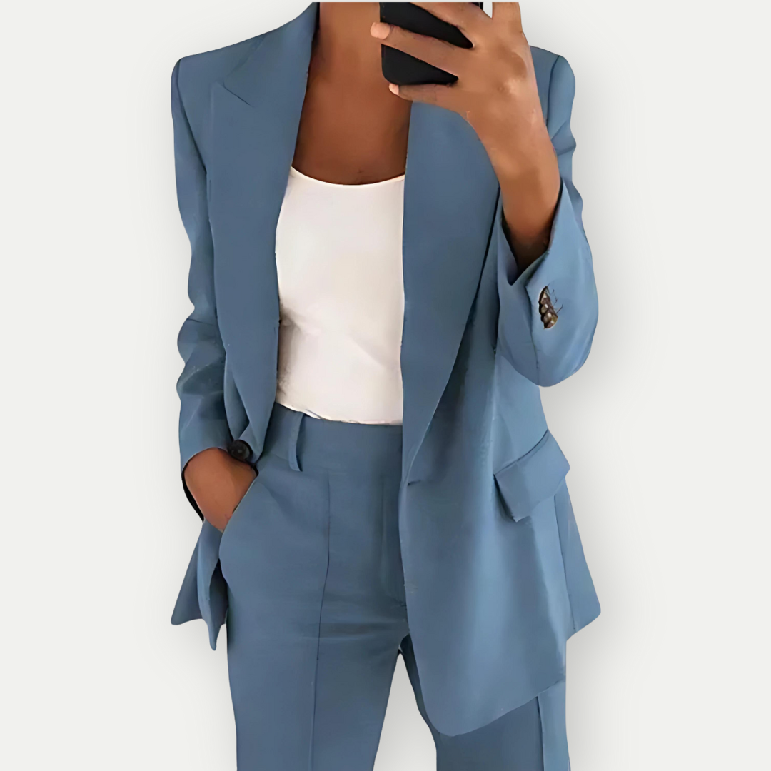 Erika® | Solid color blazer and pants set for women