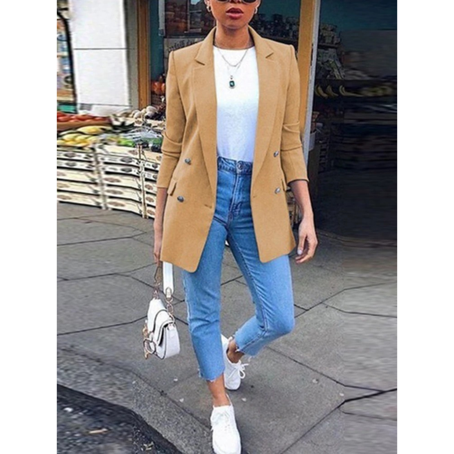 Genoveva | Elegant long warm blazer for women