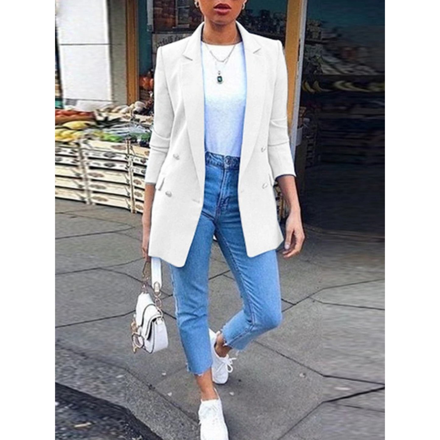 Genoveva | Elegant long warm blazer for women