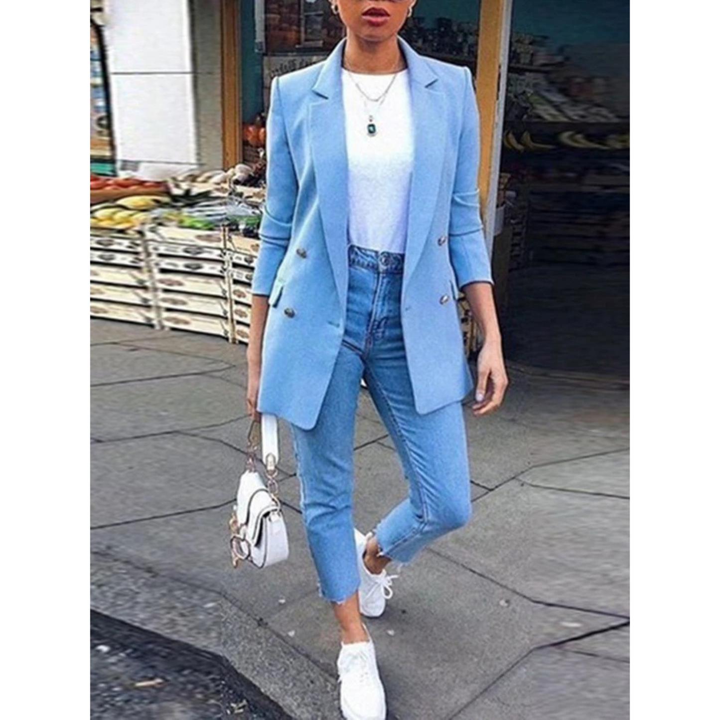 Genoveva | Elegant long warm blazer for women