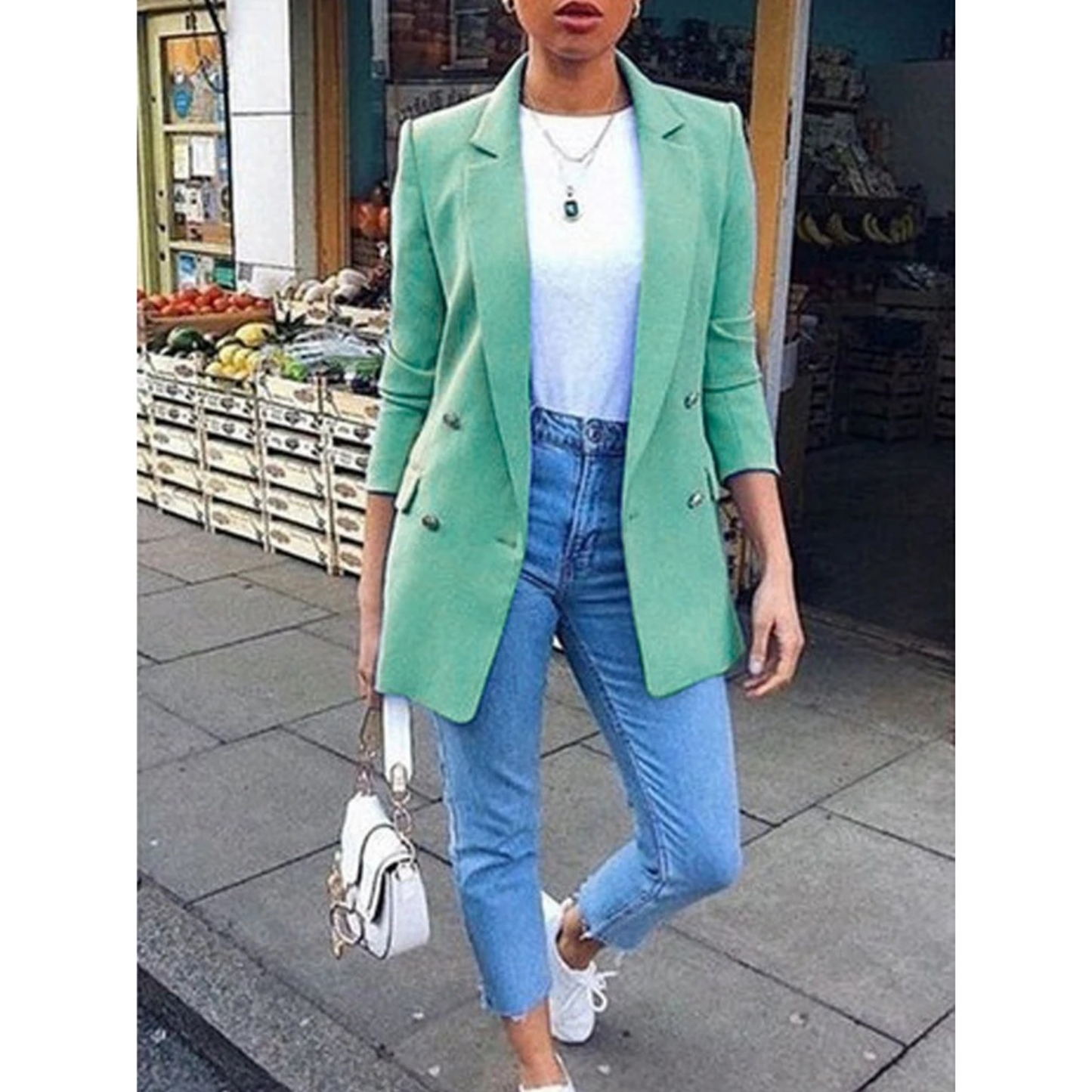Genoveva | Elegant long warm blazer for women