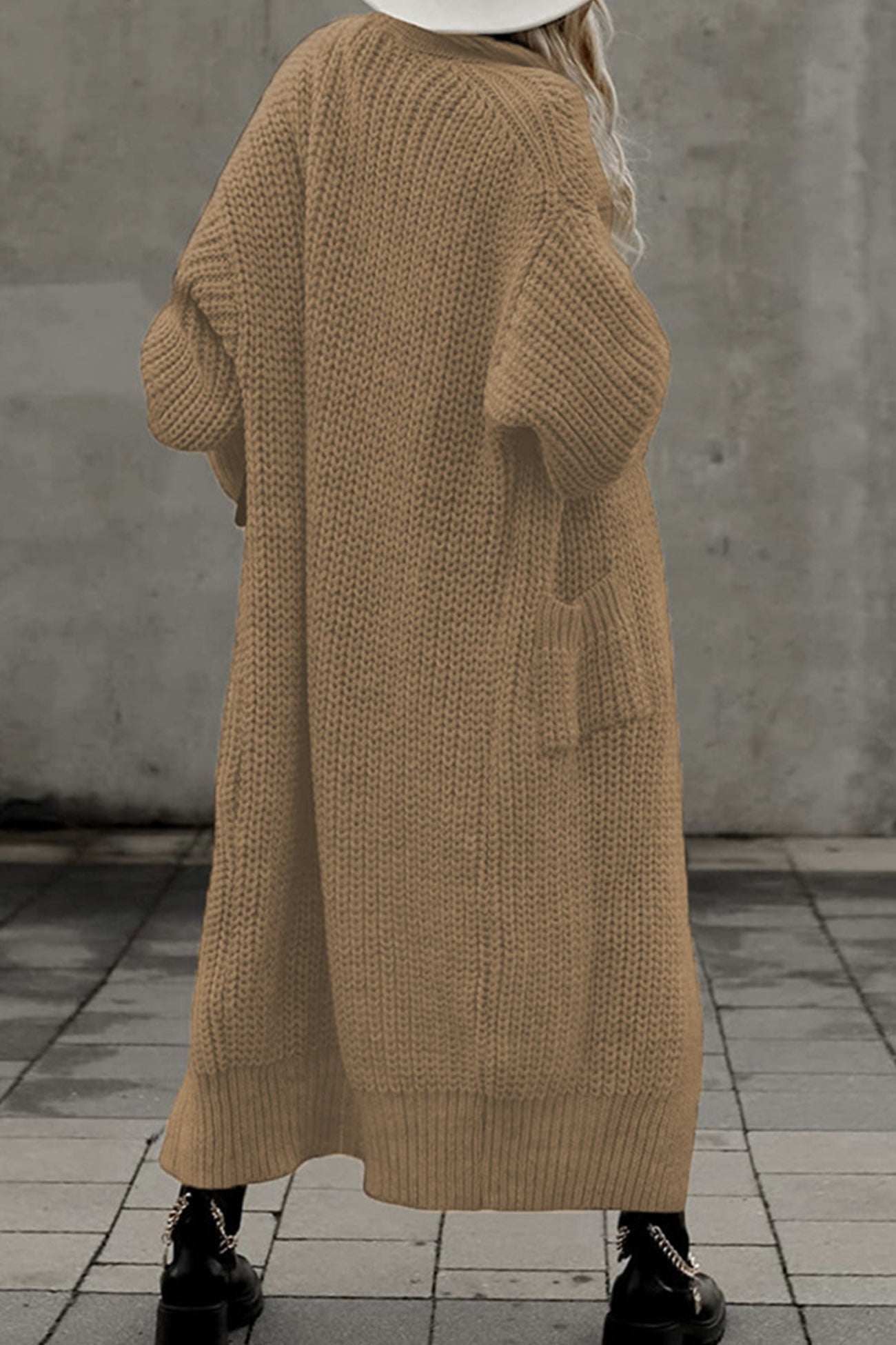 Teresa | Long cardigan with lantern sleeves at the front and pockets
