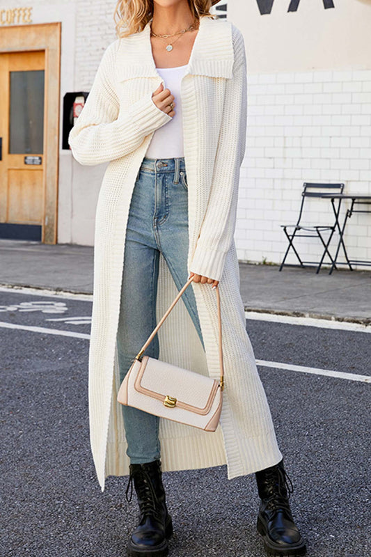 Ilona | Rib-knit cardigan with lapels and open front