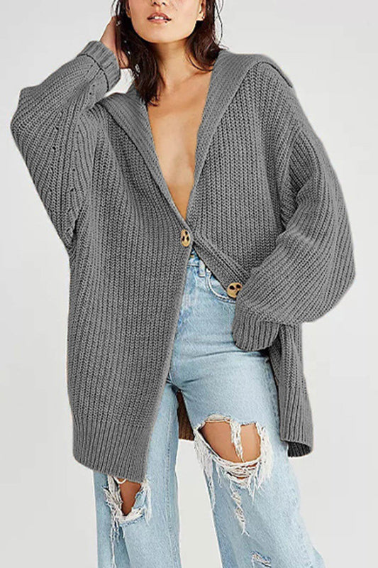 Annelies | Mid-length cardigan with lapels and a single buckle