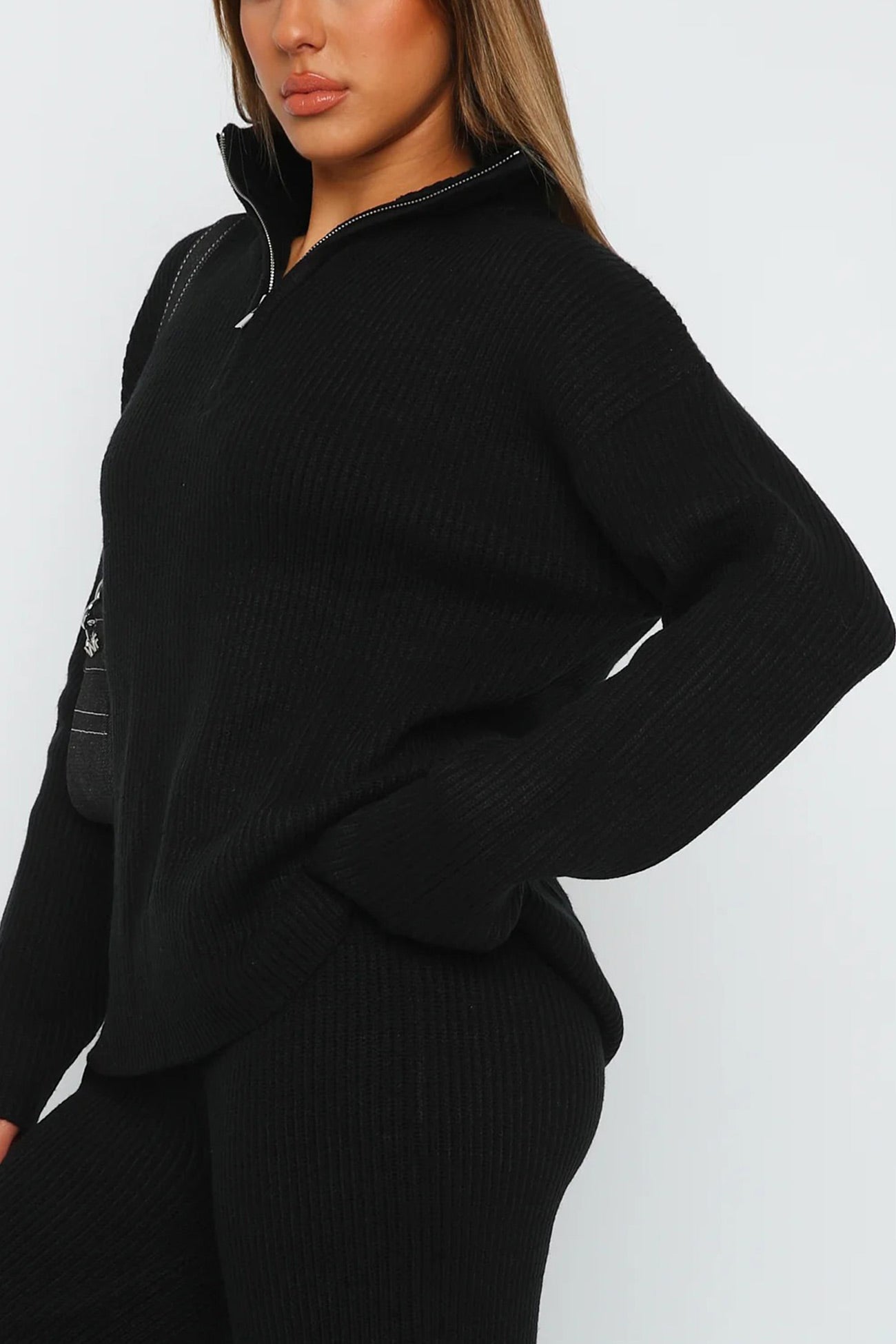 Bernadette | Two-piece outfit in ribbed knit with lapels and zip fastening