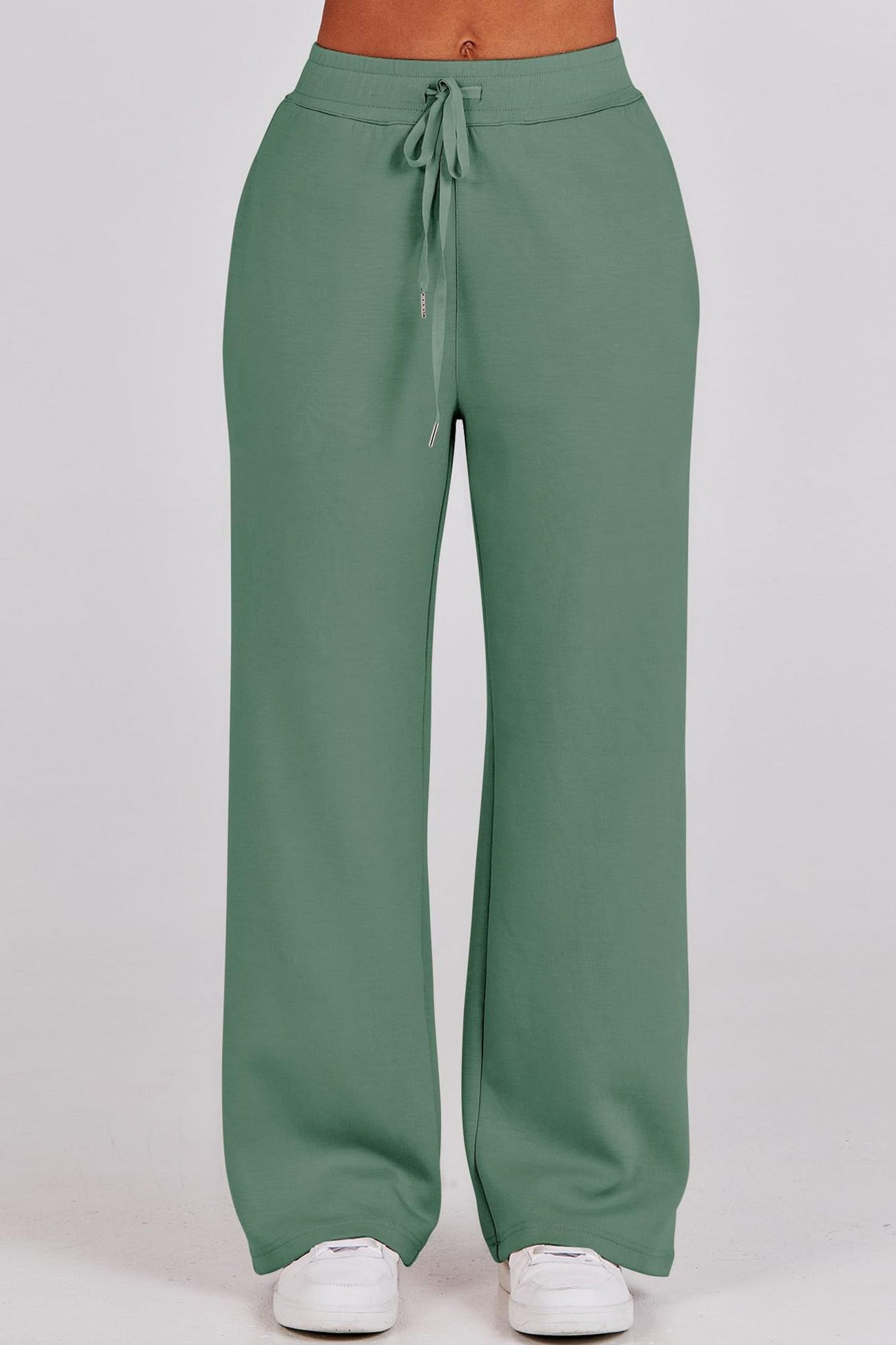 Doris | Wide leg long pants set with lapel zip sweatshirt