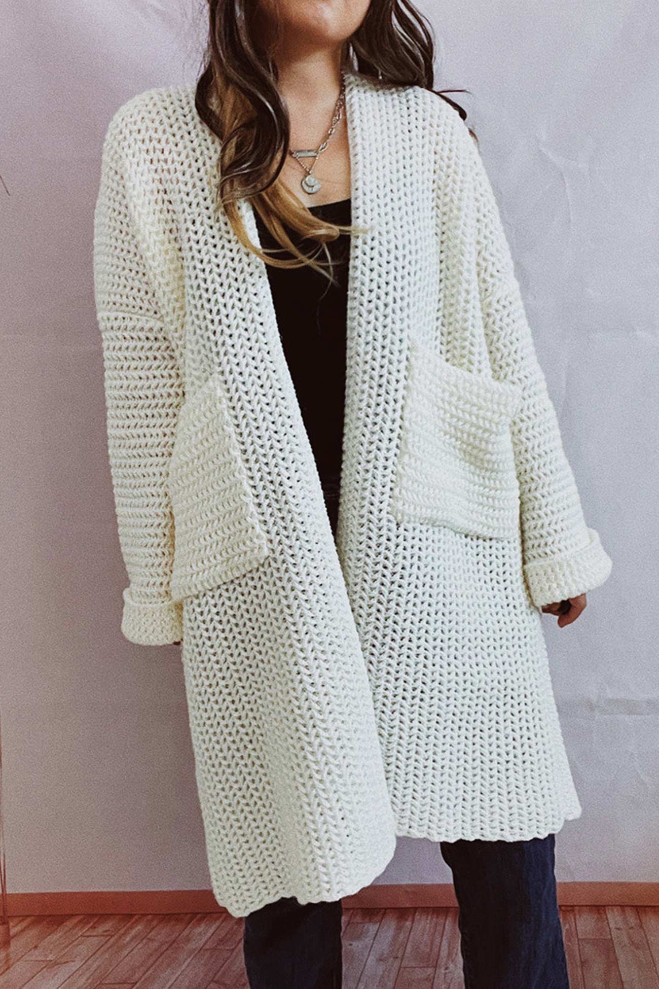 Marita | Cardigan with large pocket and open front