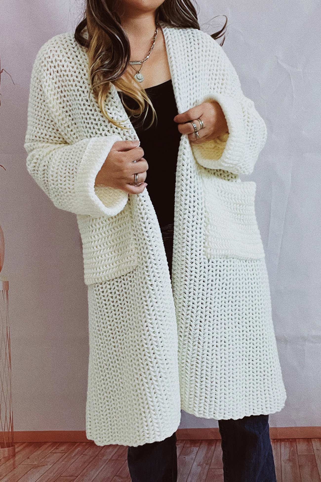 Marita | Cardigan with large pocket and open front
