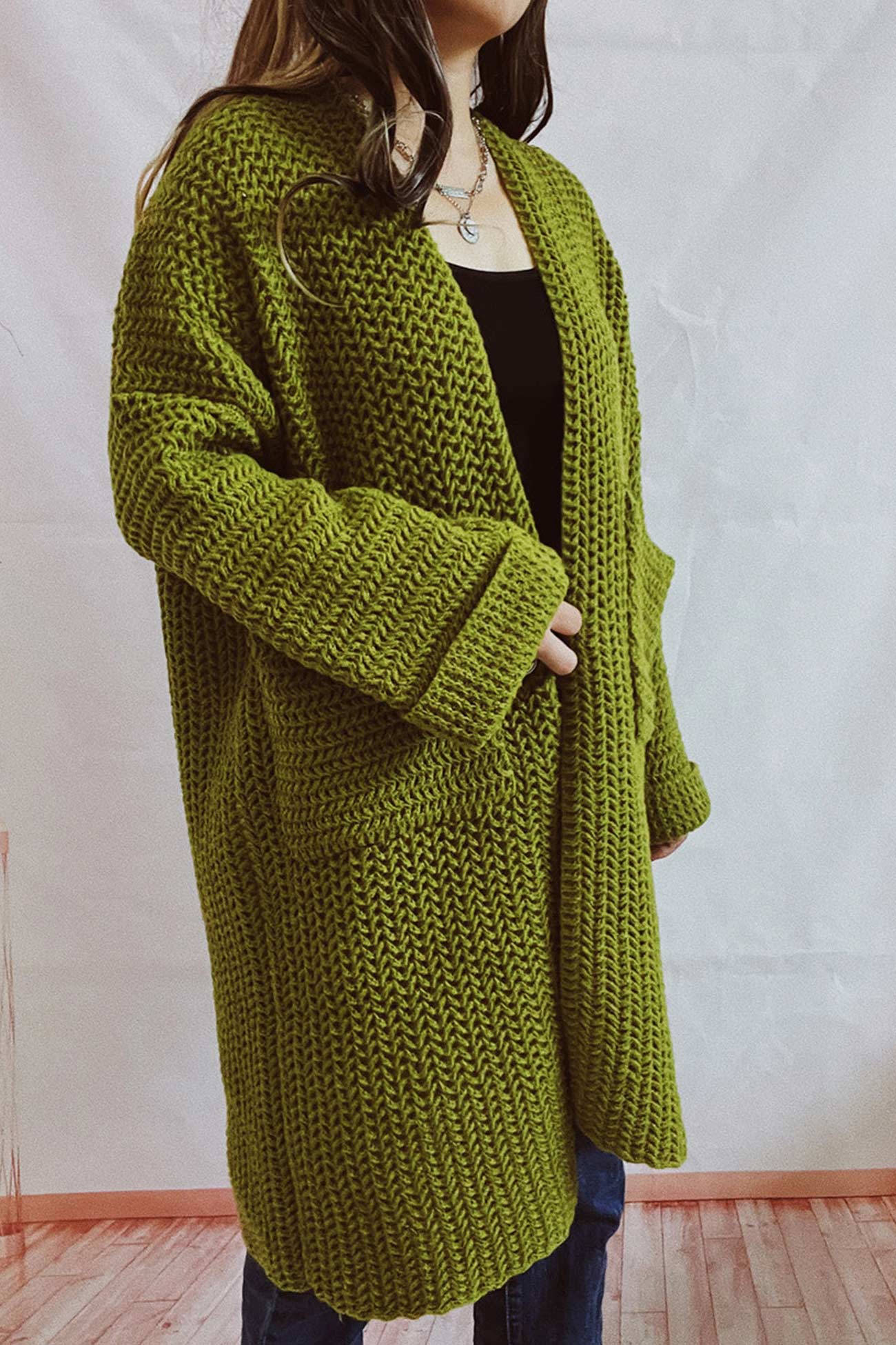 Marita | Cardigan with large pocket and open front
