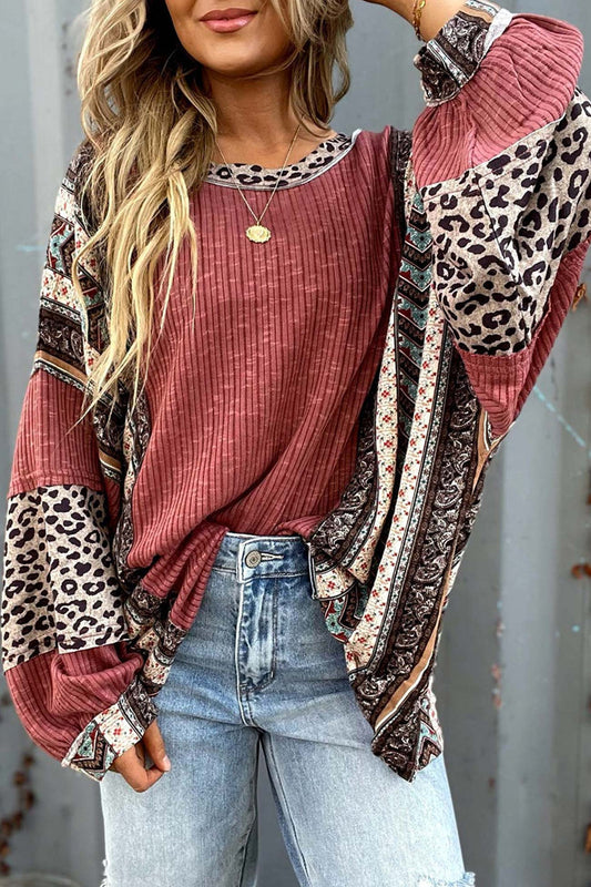 Hilda | Striped sweater with leopard contrast