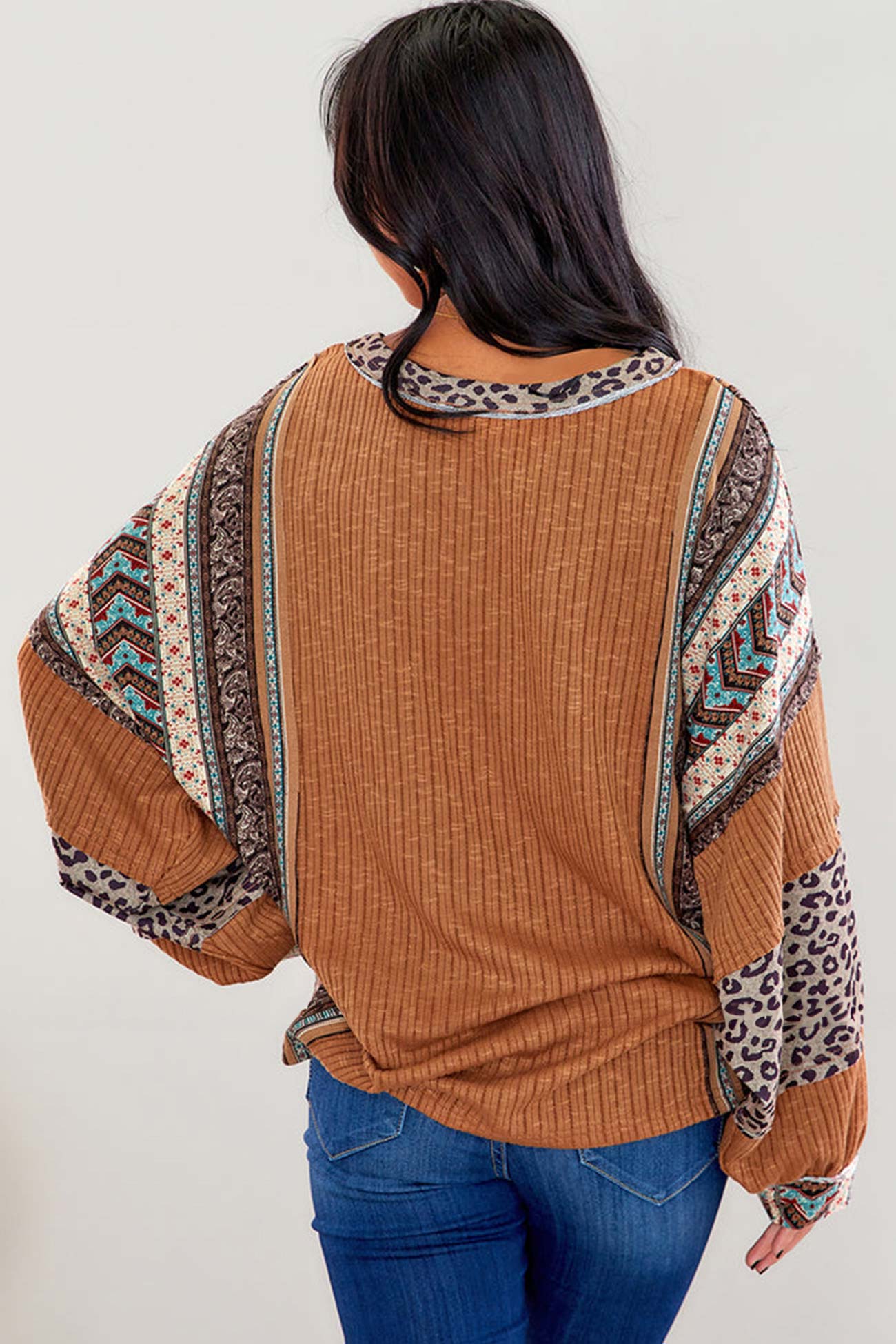 Hilda | Striped sweater with leopard contrast