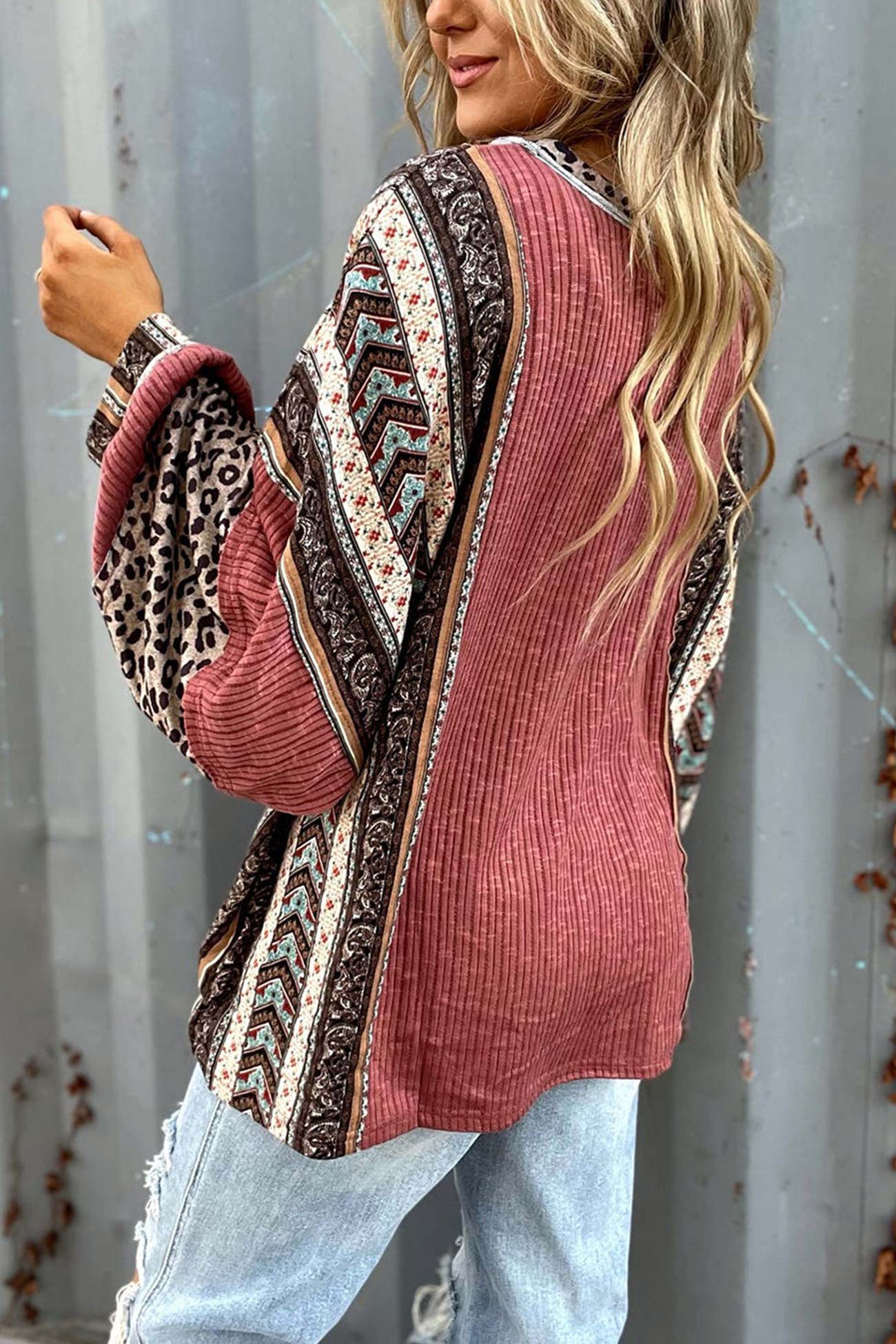 Edna | Striped sweater with leopard contrast