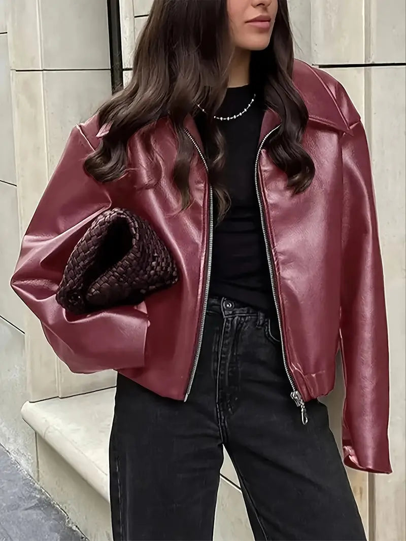 Karen | Women's Relaxed Fit Zip-Up Bomber Jacket