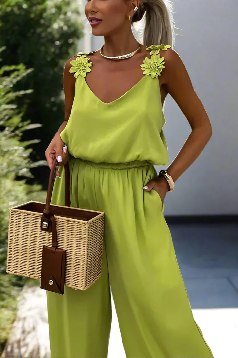 Paola® | Summer Vintage Sleeveless Wide Leg Women Jumpsuit