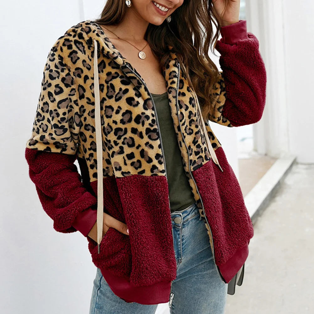 Almudena | Plush leopard print hoodie
