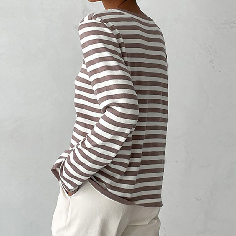 Fatima® | Women's striped long-sleeved round-neck top