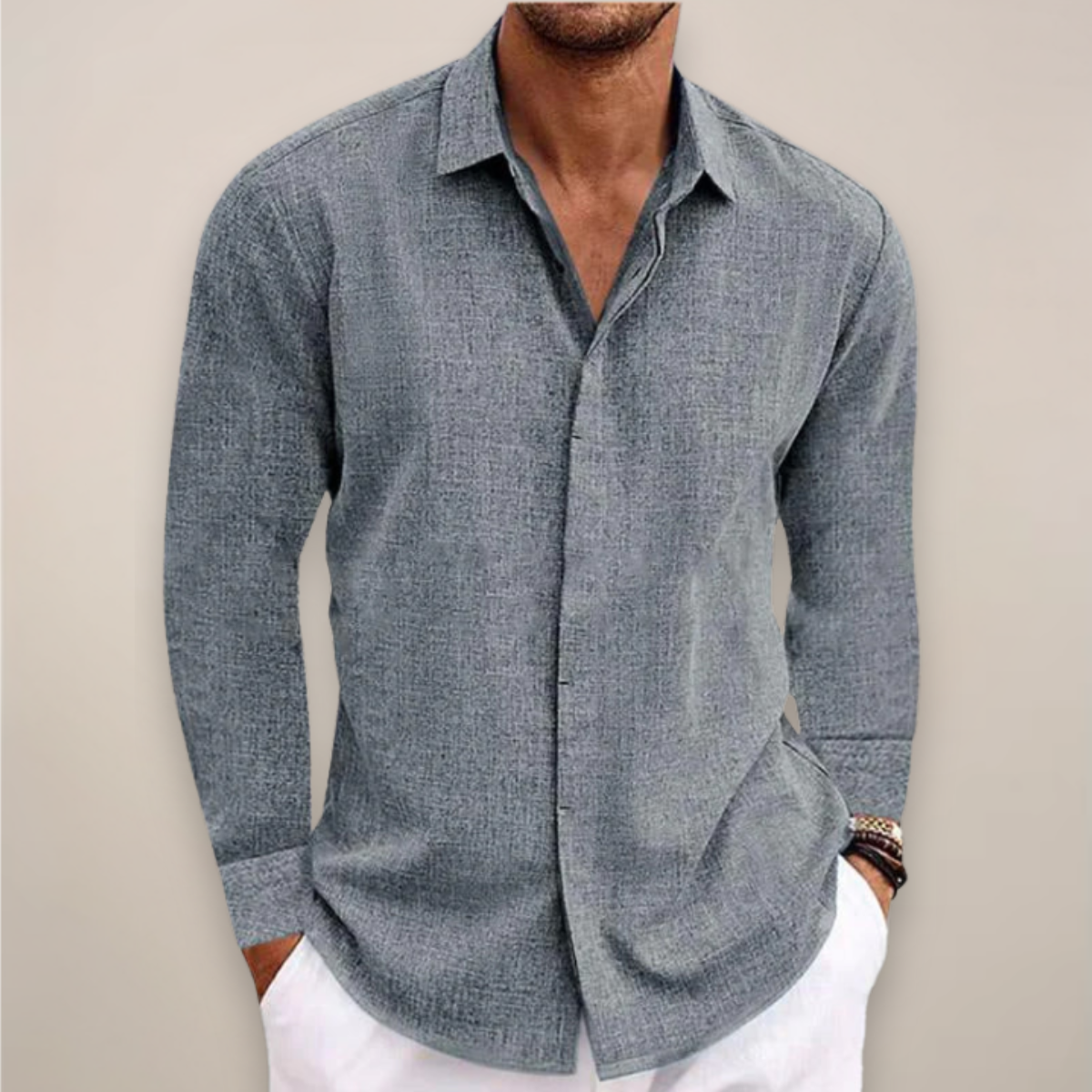 Danny | Men’s Linen Long Sleeve Button-Up Shirt