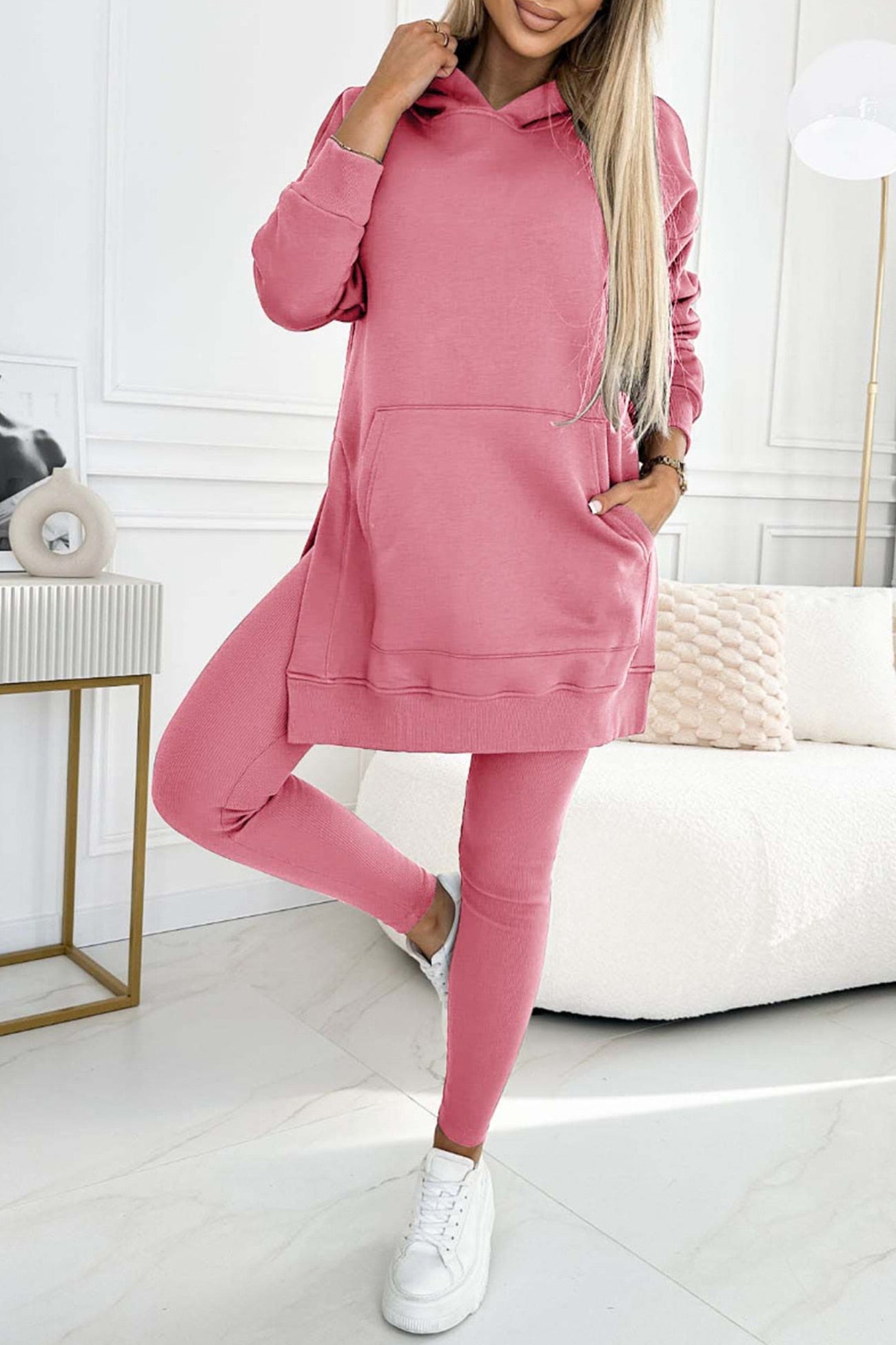 Carla | Mid-Length Hooded Slit Leggings Suits