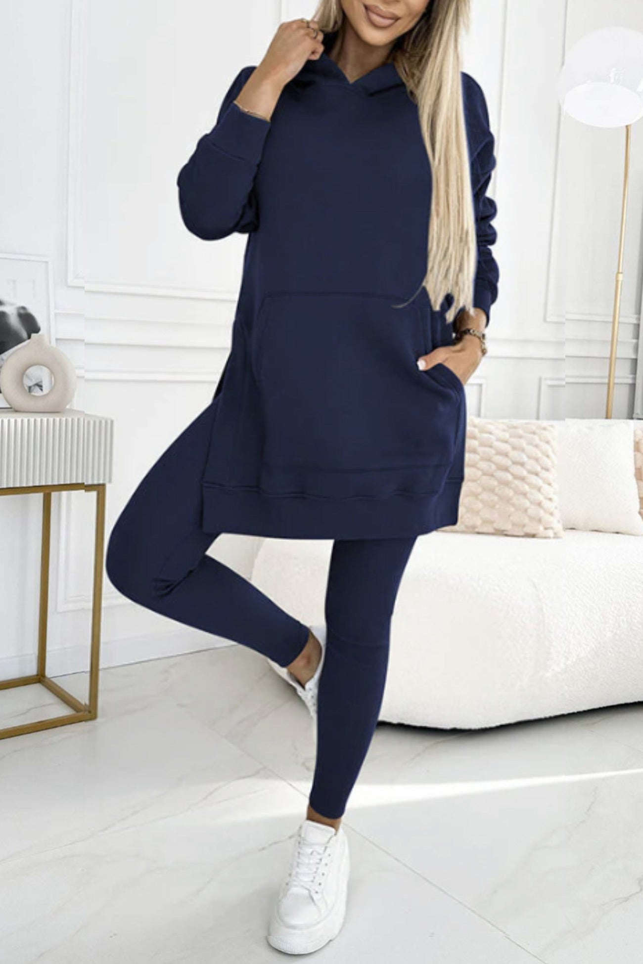 Carla | Mid-Length Hooded Slit Leggings Suits