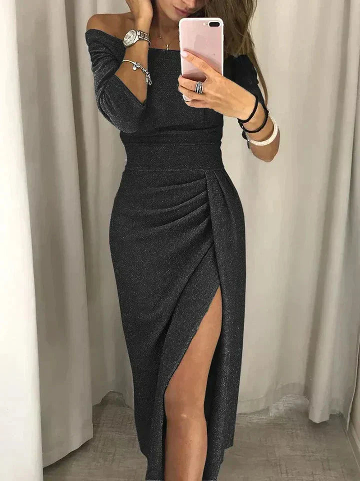Eva® | Women's Glittery Off-the-Shoulder Dress