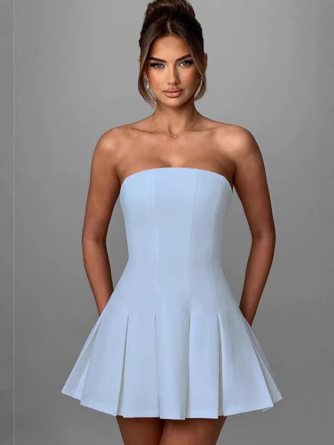 Bow Backless Strapless Party Dress
