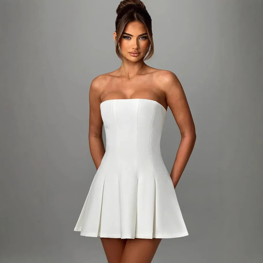 Bow Backless Strapless Party Dress