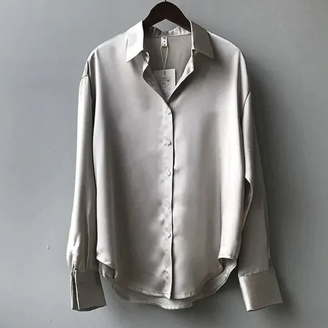 Olive | Elegant Fit Blouse with Soft Sheen