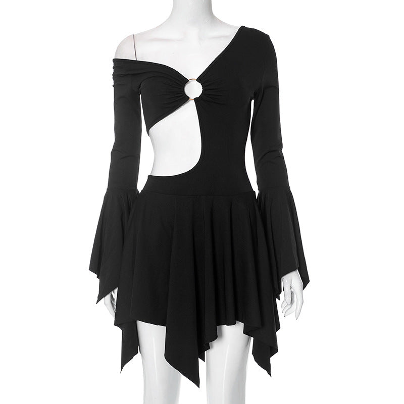 Viviana® | Women'S Asymmetric Dress With Innovative Cut-Out And Wide Flared Sleeves