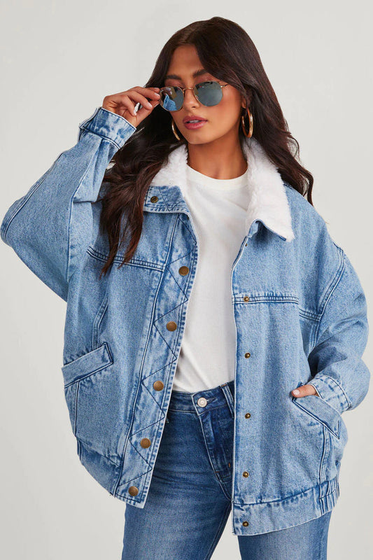 Maribel® | Women's denim jacket with fleece collar