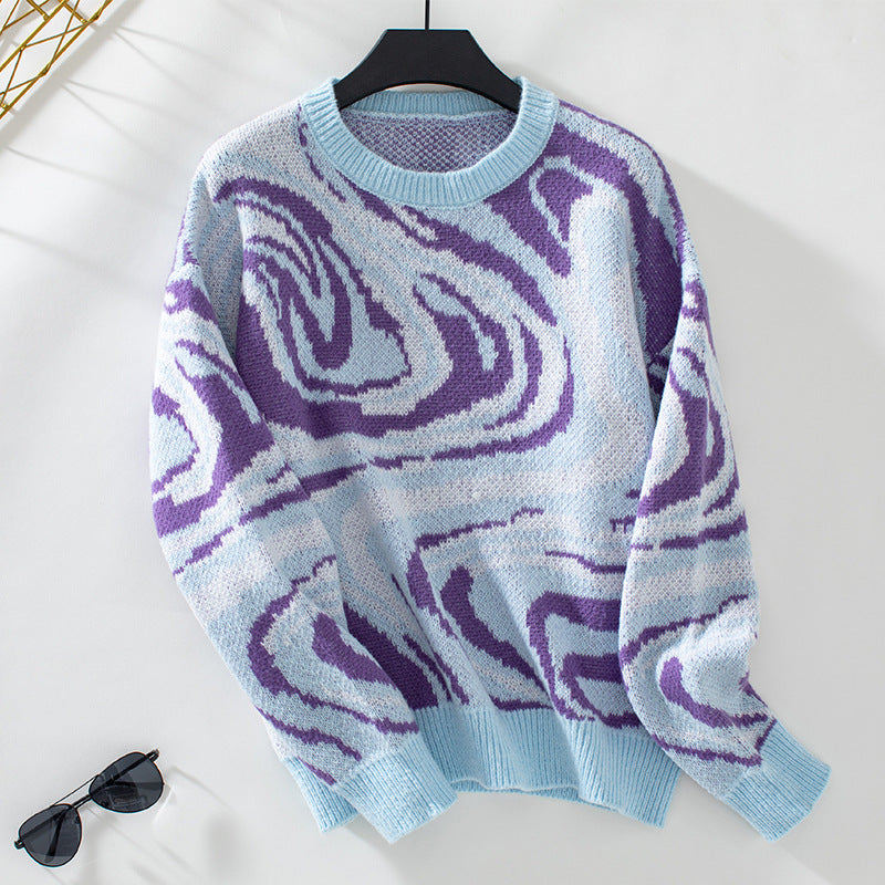 Brenda | Knitted sweater with a wavy geometric pattern