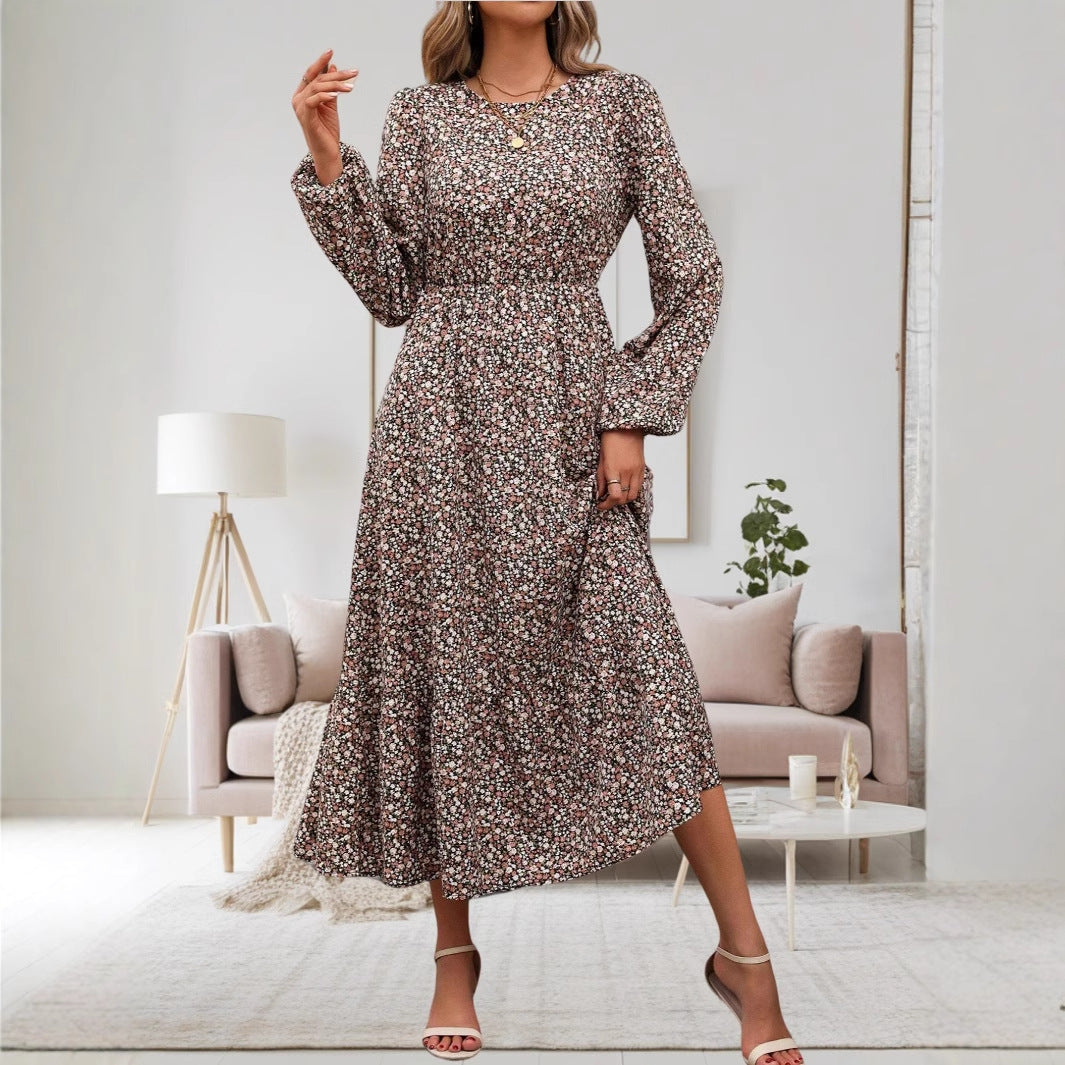 Luisa® | Women'S Floral Print Midi Dress With Long Sleeves