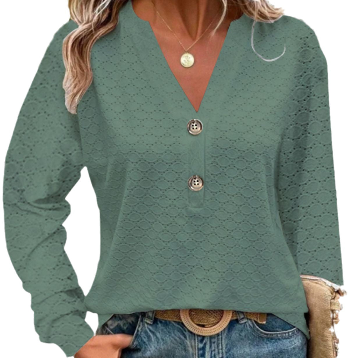 Janeth® | Women'S Blouse With Sophisticated Lace Pattern And Decorative Button Details