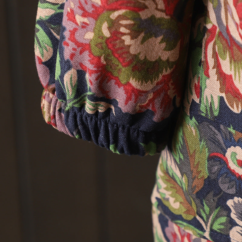Micaela | Vintage style long coat with floral print