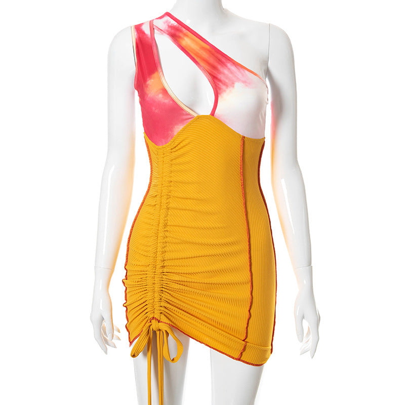 Zulema® | Women'S Asymmetrical Mini Dress With Colorful Gradient And Ruffles