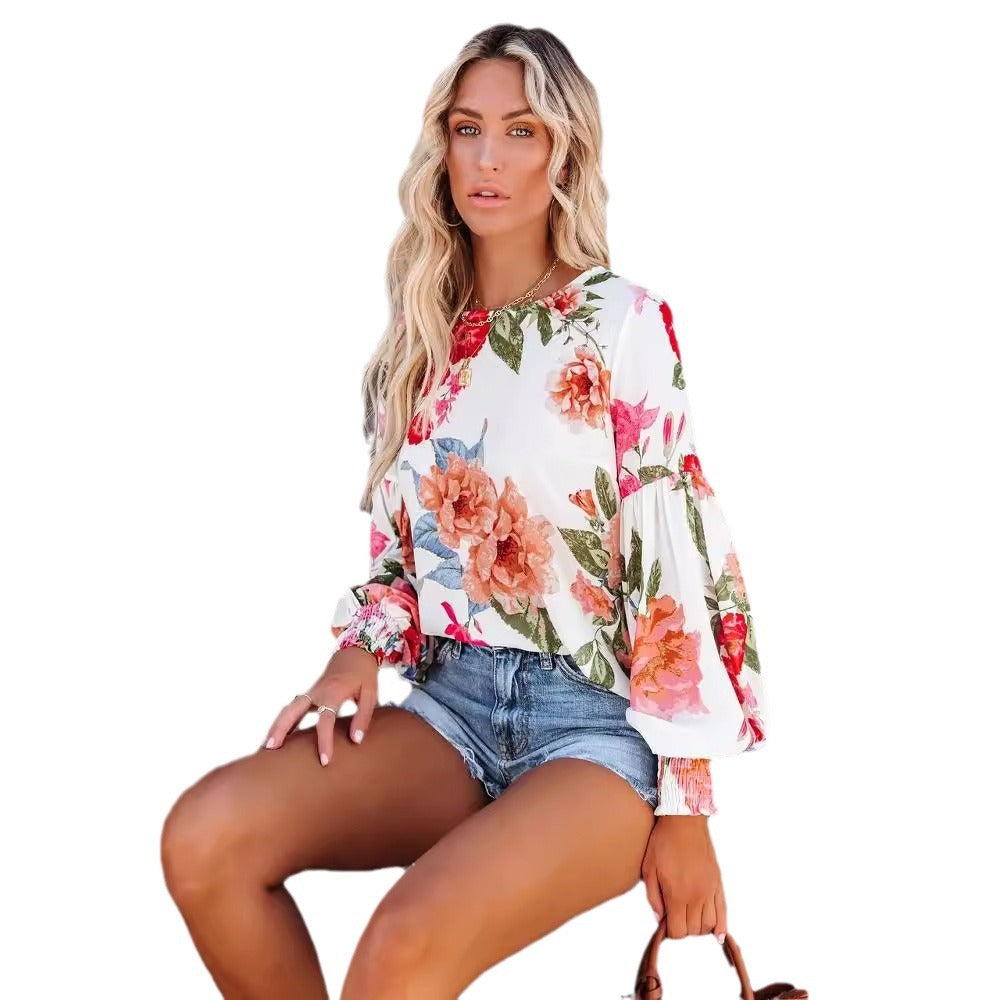 Malena® | Women'S Blouse With Voluminous Sleeves And Floral Pattern