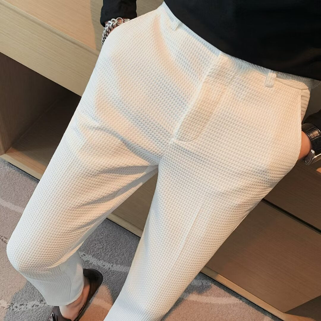 Ralph | Men's Cropped Trousers – Slim Fit – Textured Fabric – Modern Smart Casual