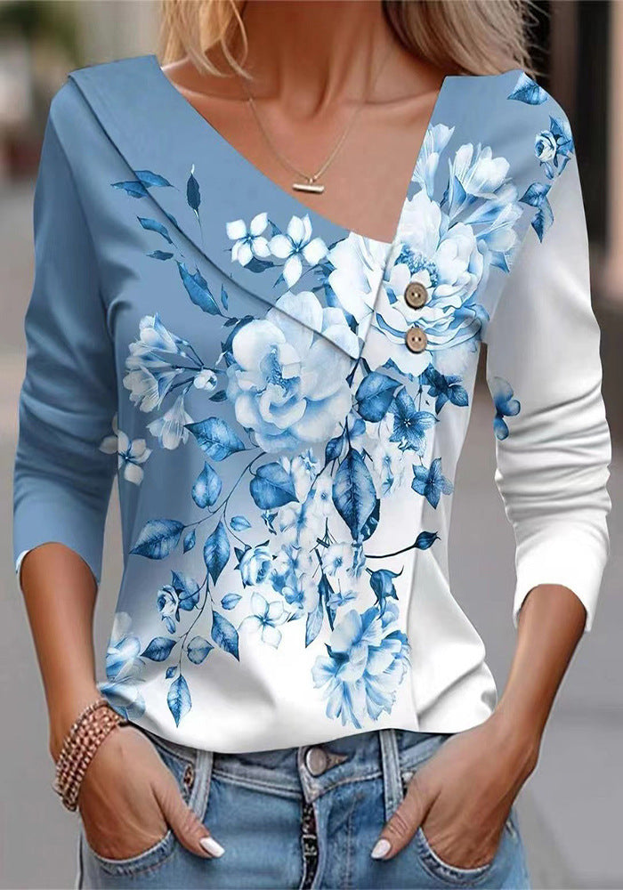 Matilde® | Women'S Blouse Shirt With Floral Appliqu�� And Modern Button Details