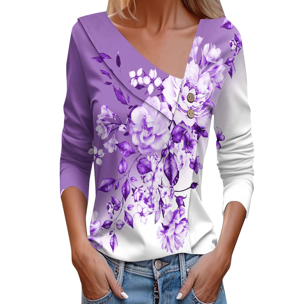 Matilde® | Women'S Blouse Shirt With Floral Appliqu�� And Modern Button Details